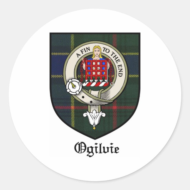 Ogilvie Clan Crest Badge Tartan Classic Round Sticker (Front)