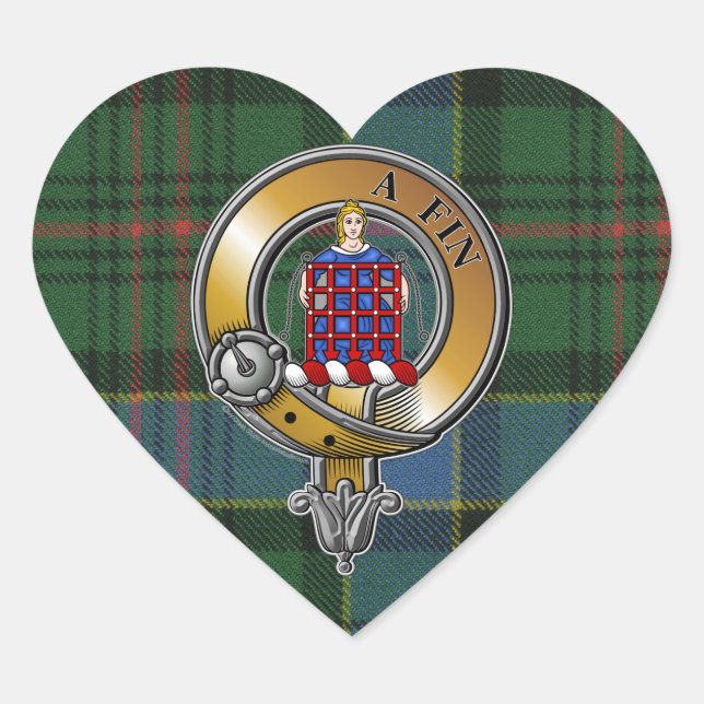Ogilvie Tartan & Badge Heart Sticker (Front)