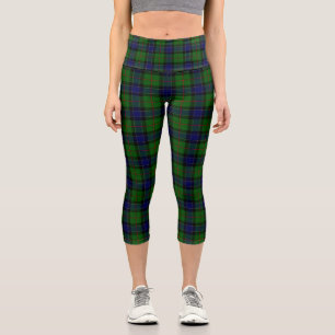 Ogilvie tartan blue green plaid capri leggings