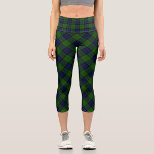 Ogilvie tartan blue green plaid capri leggings