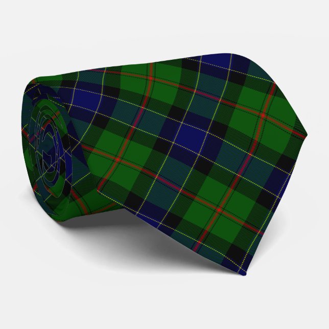 Ogilvie tartan blue green plaid tie (Rolled)