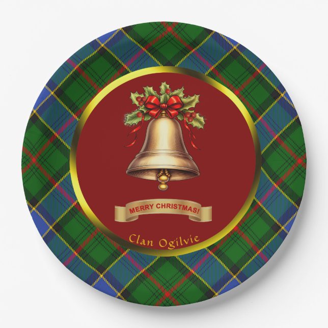 Ogilvie Tartan Personalised Christmas Paper Plate (Front)