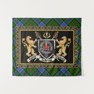 Ogilvy Clan Badge & Motto w/Lions  Tapestry