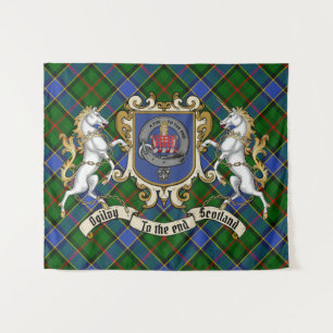 Ogilvy Clan Badge & Unicorns w/Tartan Tapestry