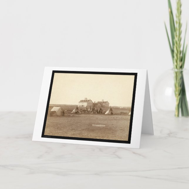 Oglala School & Indian Camp Pine Ridge SD 1891 Card (Front)