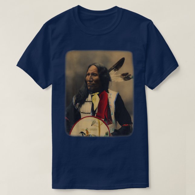 Oglala Siou Lakota Chief Strikes With Nose Native  T-Shirt (Design Front)