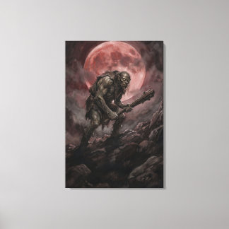 Ogre Beneath the Blood Moon Canvas Print