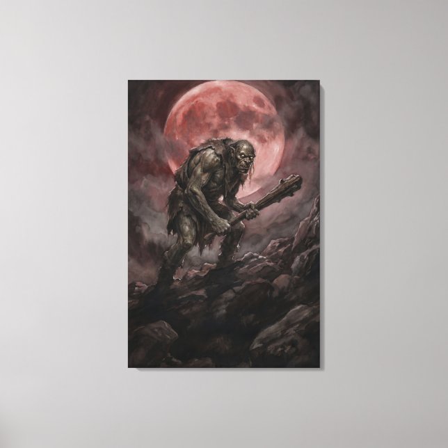 Ogre Beneath the Blood Moon Canvas Print (Front)
