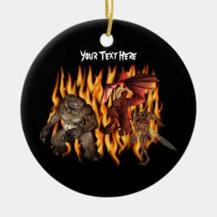 Ogre Demon Goblin Flames Halloween Ornament