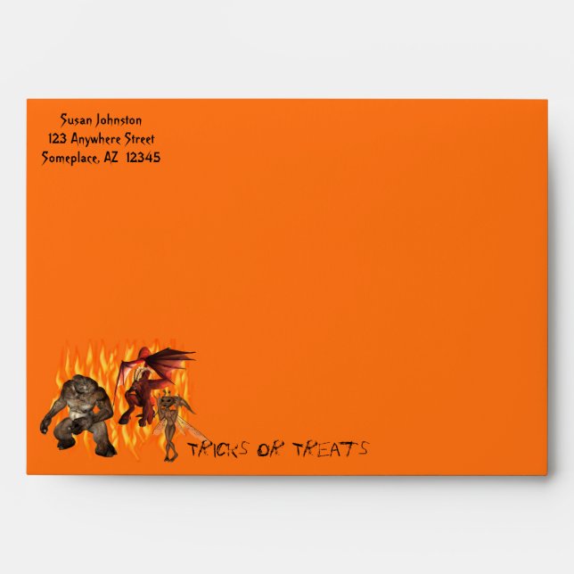 Ogre Demons Flames Halloween Envelopes (Front)