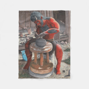 Ogre Making Japanese Pottery Fantasy Art Blanket