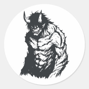 Ogre Oni Yokai Japanese Outline Sticker 