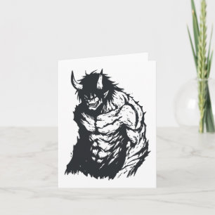 Ogre Oni Yokai Japanese Outline Sticker Card