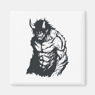 Ogre Oni Yokai Japanese Outline Sticker Magnet
