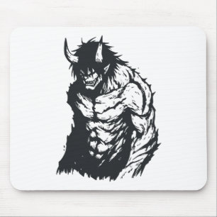 Ogre Oni Yokai Japanese Outline Sticker Mouse Mat