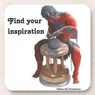 Ogre Potter Making Pots Fantasy Plastic Coasters