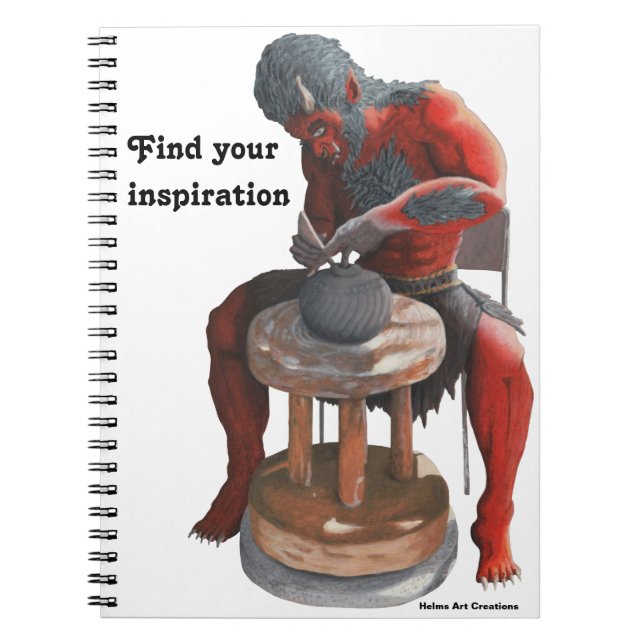 Ogre Potter Making Pots Fantasy Spiral Notebook (Front)