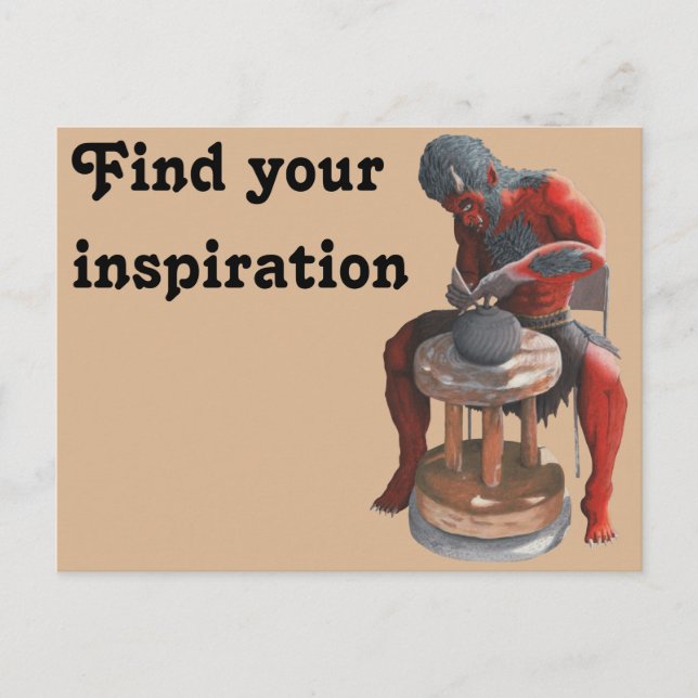 Ogre Spinning Pottery Wheel Fantasy Art Postcard (Front)