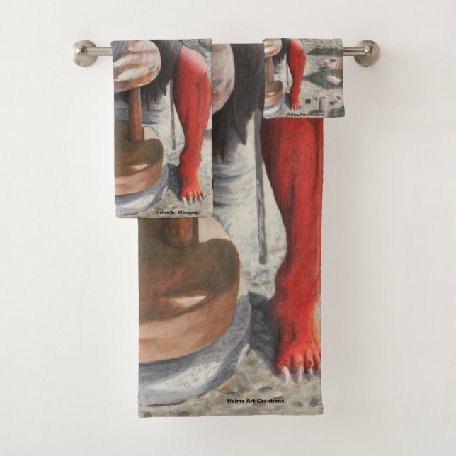 Ogre Using Pottery Wheel Fantasy Art Bath Towels (Insitu)