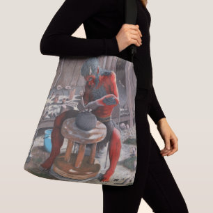 Ogre Using Pottery Wheel Fantasy Art Tote Bag