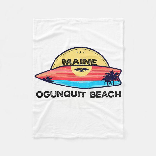 Ogunquit Beach Maine Surfboard Beach Surfing  Fleece Blanket (Front)