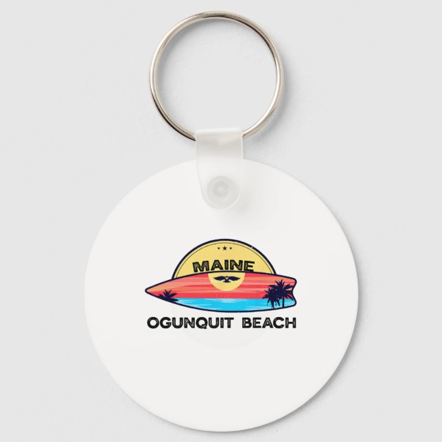 Ogunquit Beach Maine Surfboard Beach Surfing  Key Ring (Front)