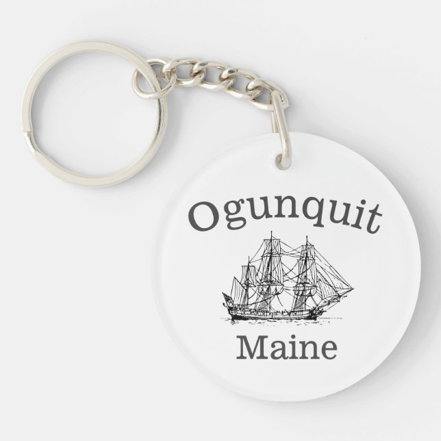 Ogunquit Maine Clipper Ship Key Ring (Front)