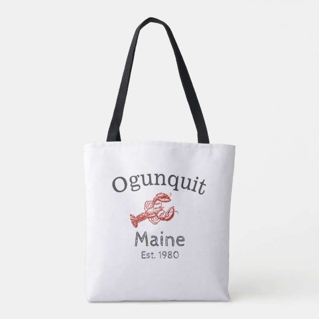 Ogunquit Maine Lobster Tote Bag, Red (Back)