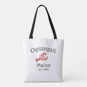 Ogunquit Maine Lobster Tote Bag, Red Bag