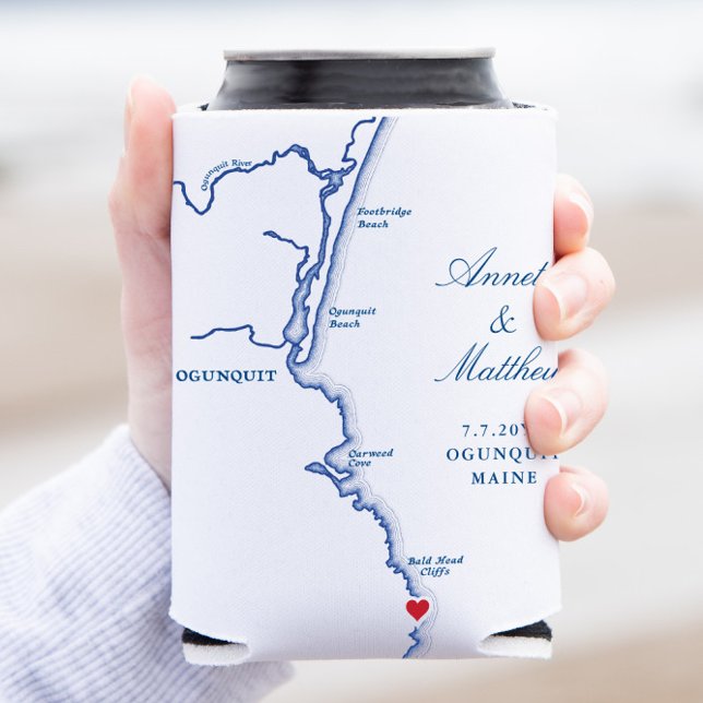 Ogunquit Maine Map Wedding Favour Drink Can Cooler (Creator Uploaded)