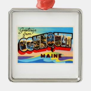 Ogunquit Maine ME Old Vintage Travel Souvenir Metal Tree Decoration
