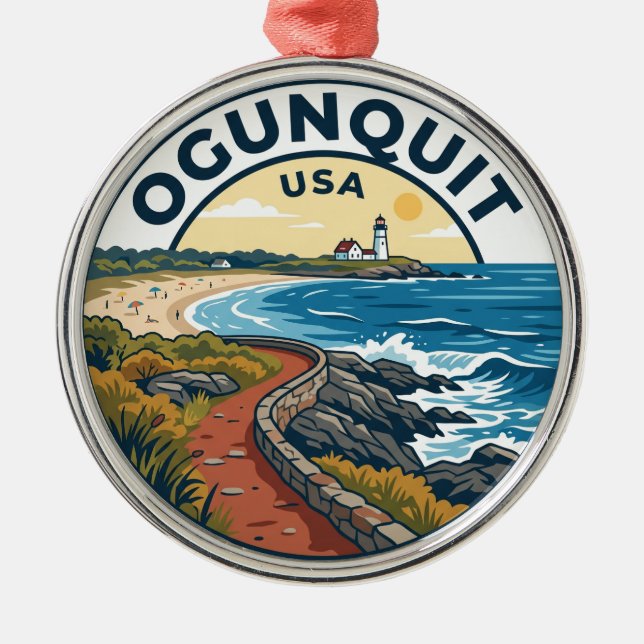 Ogunquit USA Metal Tree Decoration (Front)