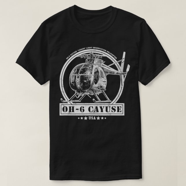 OH6 Loach Cayuse Helicopter  T-Shirt (Design Front)