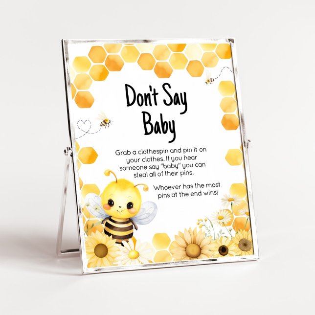Oh Babee Bee Baby Shower Don't Say Baby Poster (Oh Babee Baby Shower Don't Say Baby Sign)