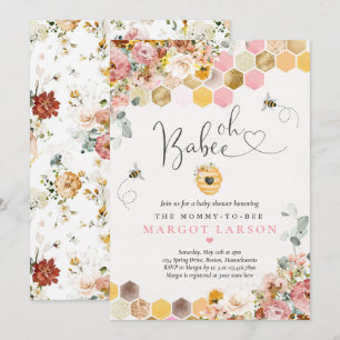 Oh Babee Bee Boho Wildflower Baby Shower Invitation
