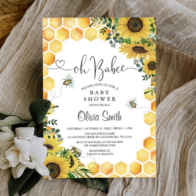 Oh BaBee Bee Gender Neutral Baby Shower Invitation (Creator Uploaded)