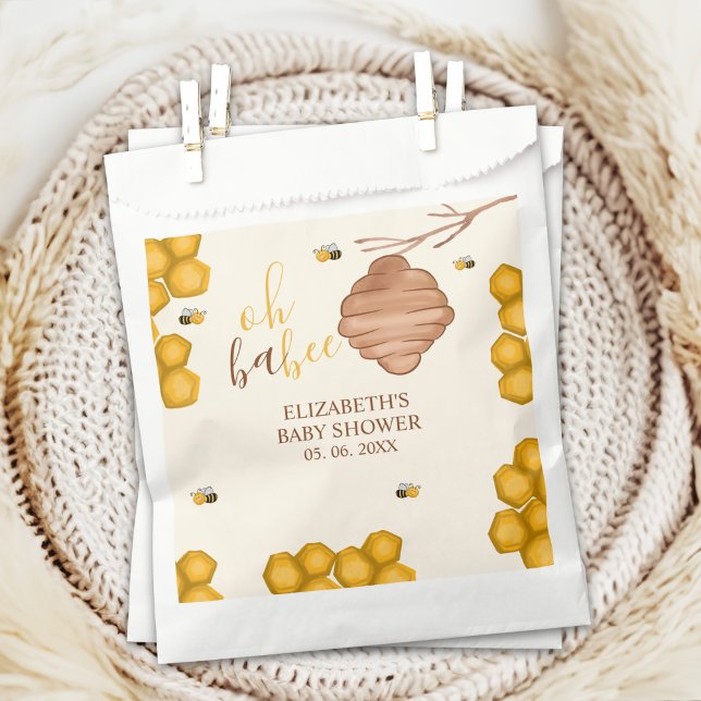 Oh Babee Cute Watercolor Bee Baby shower Favour Bags (Creator Uploaded)