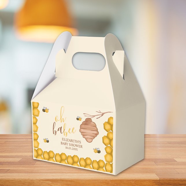 Oh Babee, Cute Watercolor Bee Baby shower Favour Box (Creator Uploaded)