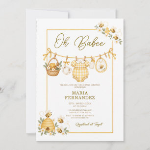 Oh Babee Honey Bee Baby Shower Clothesline Invitation