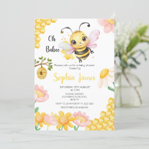 Oh Babee Honey bee Girl Baby Shower Invitation