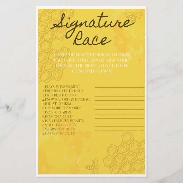 Oh Babee Signature Race Game Flyer (Front)