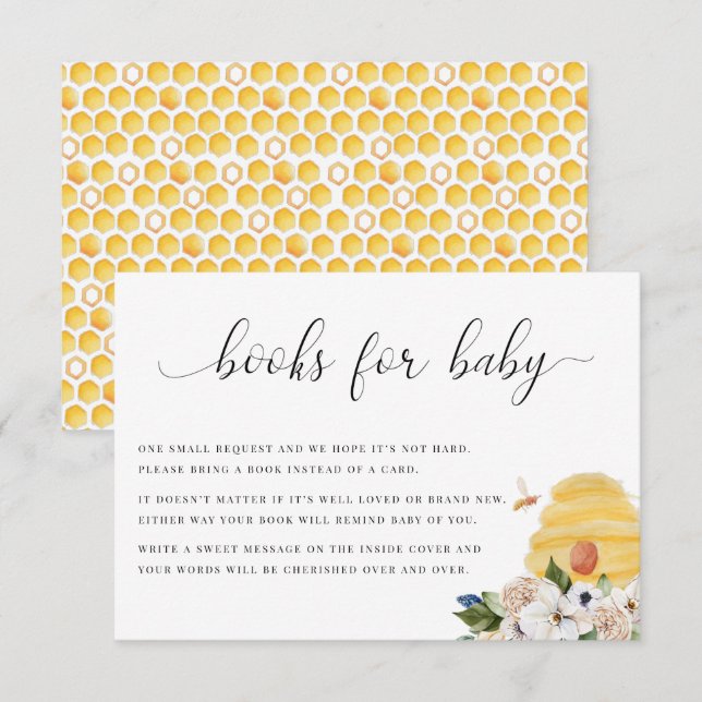 Oh Babee Yellow Bee Floral Books For Baby Card (Front/Back)