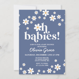 Oh Babies! Daisy navy blue Baby Shower Invitation