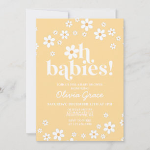 Oh Babies! Daisy yellow Baby Shower Invitation