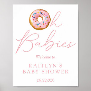 Oh Babies Doughnut Sprinkle Twin Baby Shower Welco Poster