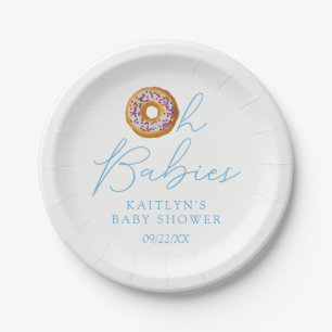 Oh Babies Doughnut Sprinkle Twin Boys Baby Shower Paper Plate