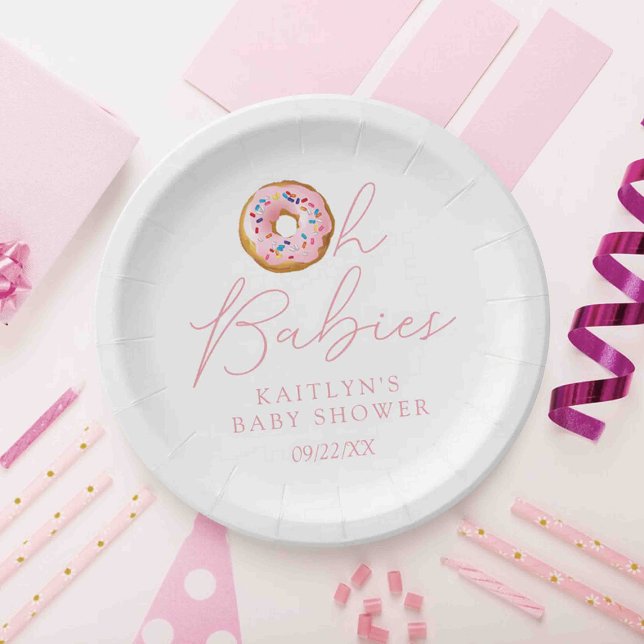 Oh Babies Doughnut Sprinkle Twin Girls Baby Shower Paper Plate (Creator Uploaded)