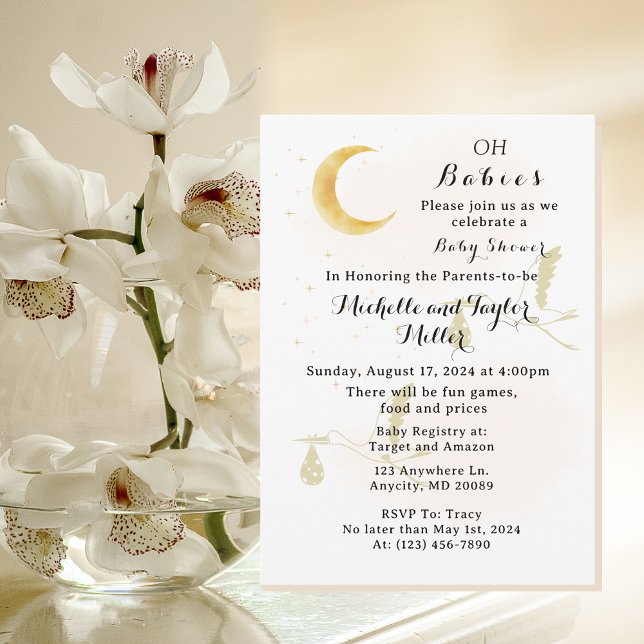 Oh Babies Neutral Twins Baby Shower Invitation (Creator Uploaded)
