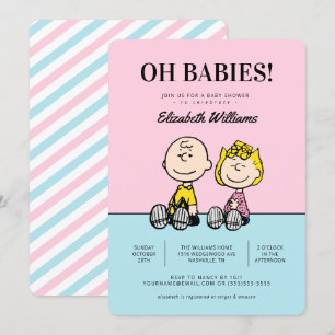 Oh Babies! Peanuts Twins Baby Shower Invitation