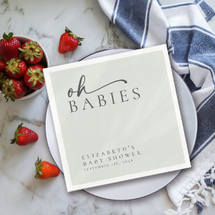 Oh Babies Sage Green Minimalist Baby Shower Napkin